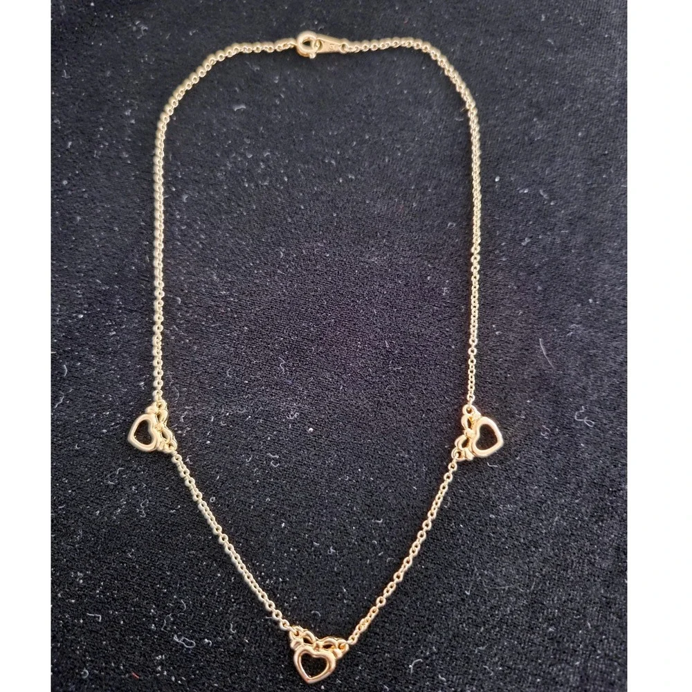 VTG 1989 Avon Golden Hearts Necklace Kids Gold Tone Bow Detail NIB‎